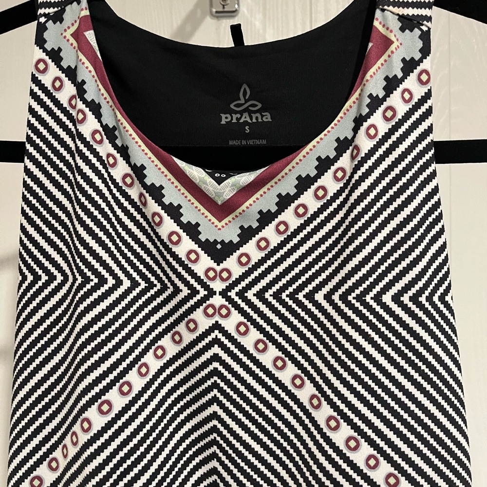 PrAna Geometric Midi Dress in Black, White, and Red - Picture 3 of 8